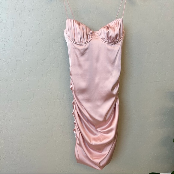 MESHKI satin mini dress, blush pink, size S - Picture 5 of 14